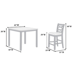 Dining Table Set With 4 Cross Back Chairs, Upholstered Cushions - Charcoal