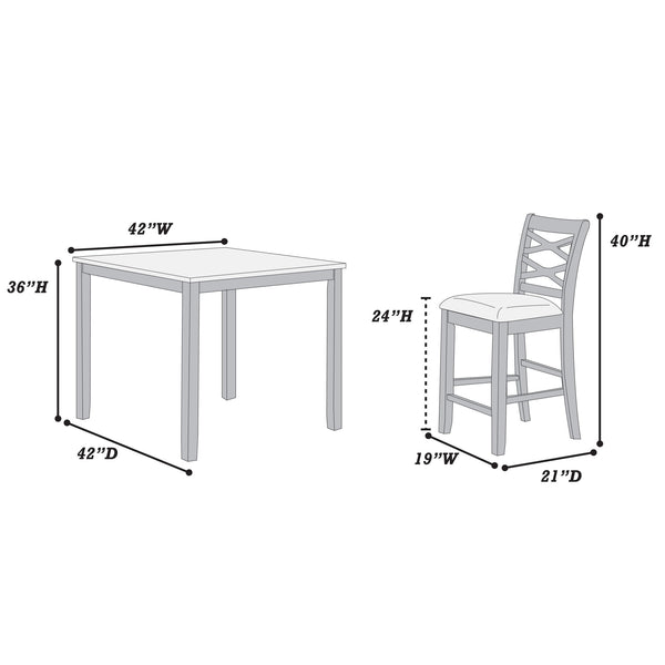 Dining Table Set With 4 Cross Back Chairs, Upholstered Cushions - Charcoal