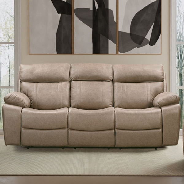 Theon - Manual Reclining Sofa With Drop Down Table - Stokes Toffee