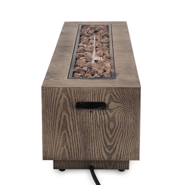 Wellington Square Iron Fire Pit With Wood Pattern Design And 50, 000 Btu Output