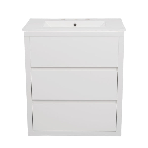 Double Sinks Bathroom Vanity Set With 2 Ceramic Basins