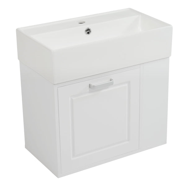 Modern Wall Mounted Bathroom Vanity With Sink, Soft Close Drawer, Adjustable Shelf, Toilet Paper Holder