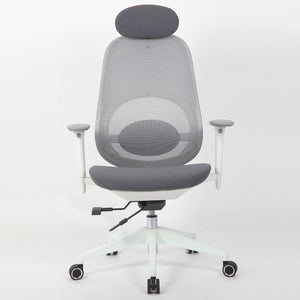 High Back Swivel Desk Chair With Height Adjustable Backrest, 3 Tilt Lock & Rotatable Headrest - Milk White