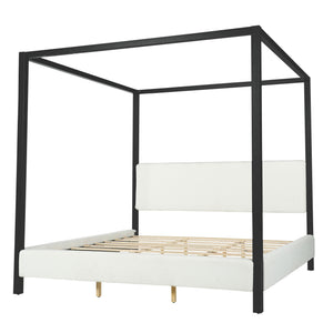 Modern Canopy Bed With Upholstery