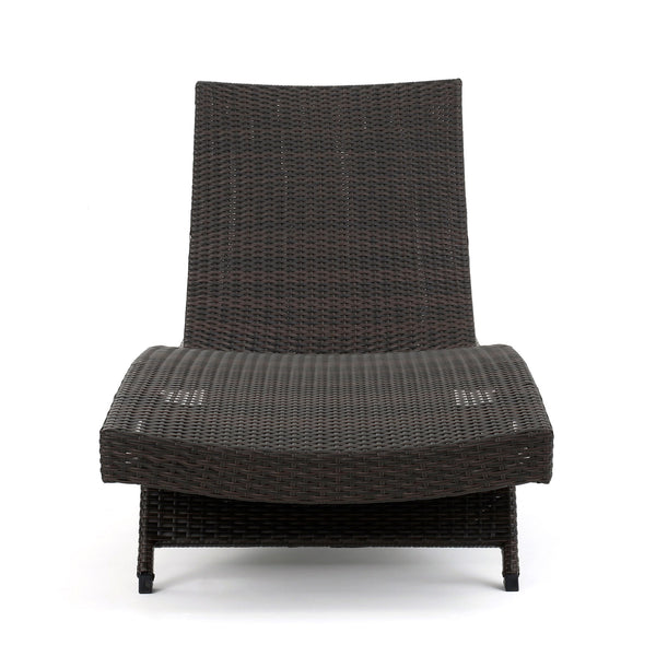 Mysticism Outdoor Chaise Lounge With Adjustable Backrest And Foldable Legs - Brown Multi