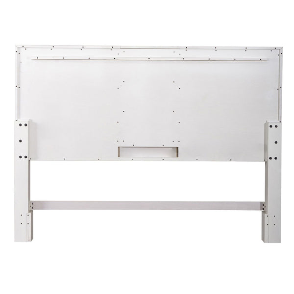 Mirage - King Travertine Panel Headboard - Wirebrushed White