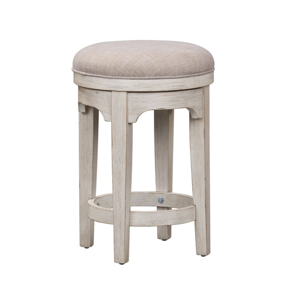 Farmhouse Reimagined - Console Swivel Stool - Antique White / Chestnut Tops