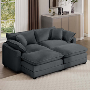 Modular Oversized Cushion Sofa With Ottoman, Low Back, Deep Seating Sofa Set