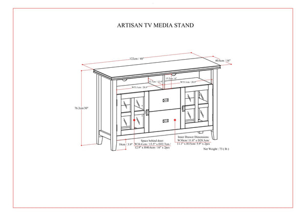 Artisan - TV Media Stand, Handcrafted - Russet Brown