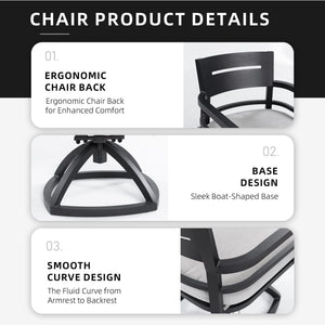Outdoor Patio Swivel Rocker With Outdoor Grade Sunbrella Fabric Cushions (Set of 2) - Ember Black