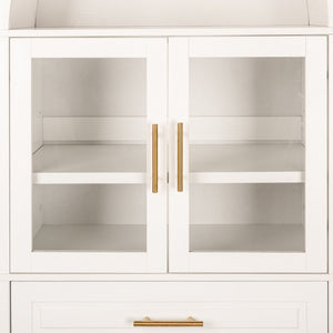Arched Kitchen Pantry Cabinet With Adjustable Shelves & Barn Door Design