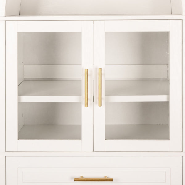 Arched Kitchen Pantry Cabinet With Adjustable Shelves & Barn Door Design