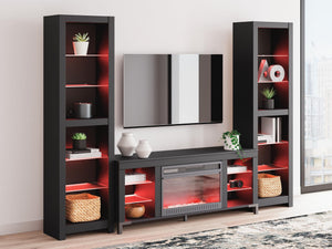 Cayberry - 3-Piece Entertainment Center With Electric Fireplace - Black