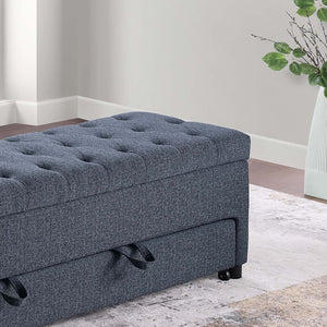 Storage Ottoman With Tufted Seat And Underseat Drawer