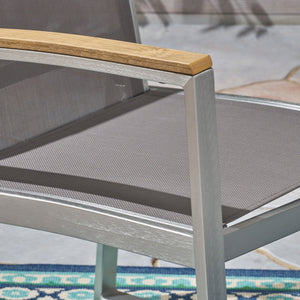 Poetic - Outdoor Dining Chair With Faux Wood Arms And Aluminum Frame (Set of 2) - Gray