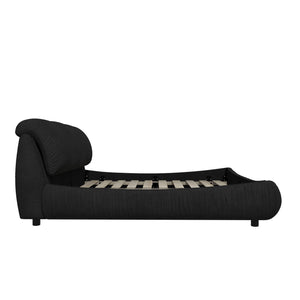 Luxury Upholstered Platform Bed With Oversized Padded Backrest And Solid Wood Frame