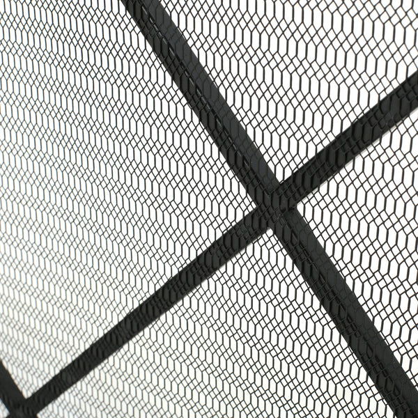 Minimalist Single Panel Iron Fireplace Screen With Diamond Design
