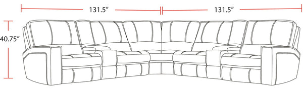 Rockford - 7 Piece Modular Power Reclining Sectional With Power Adjustable Headrests - Verona Saddle
