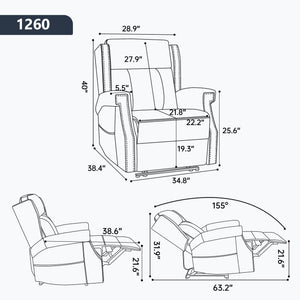 Manual Recliner Chair With Heavy Duty Motion Mechanism, 8 Vibrating Nodes And 3 Massage Modes For Living Room