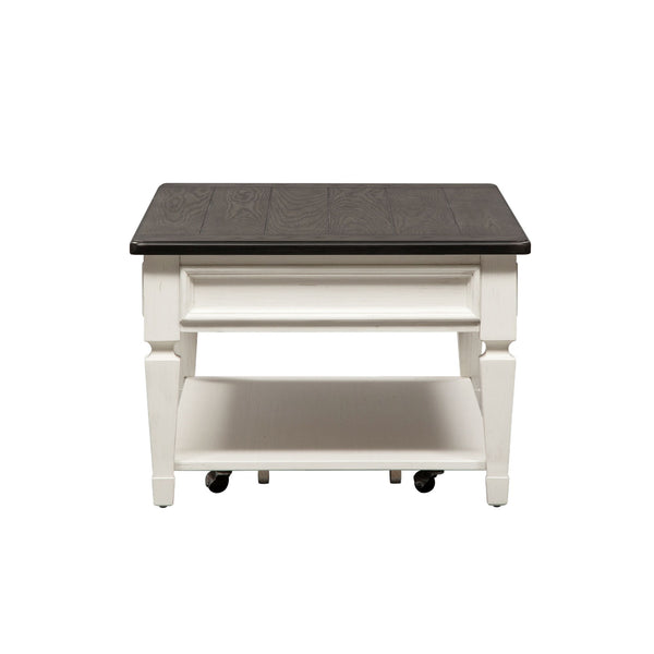 Allyson Park - Rectangular Cocktail Table - Wirebrushed White / Charcoal
