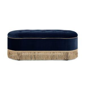 Melinda - Oval Tufted Bullion Fringe Storage Bench