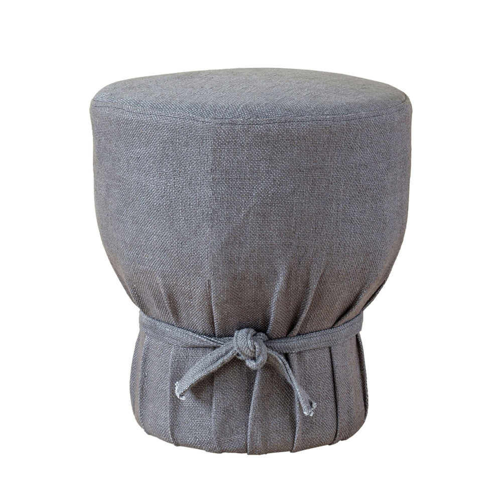 Elsie - Linen Upholstered Pouf - Gray