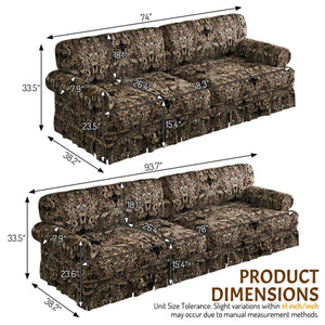 Luxuriously Comfortable Cloud Couch With Elegant Rolled Arms & Pleated Skirt Design
