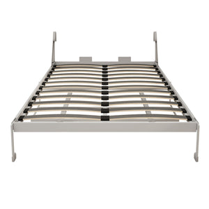 Queen Size Cabinet Wall Bed Mechanism With Desk Panel - Gray