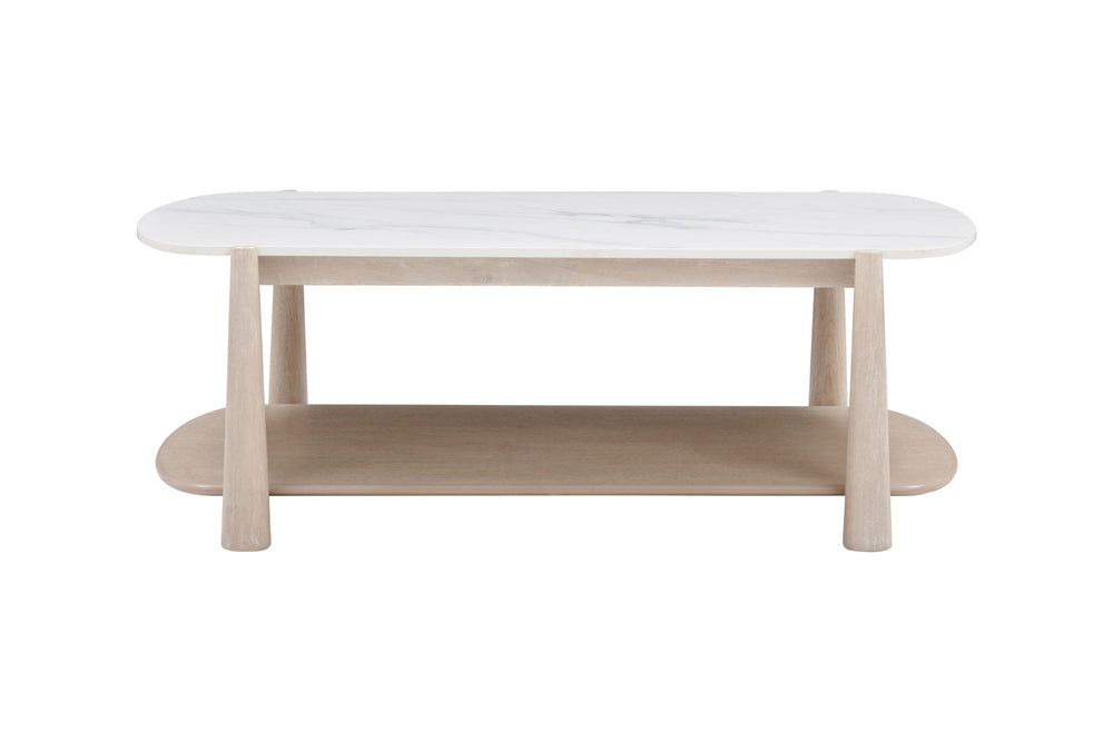 Horizons - Cocktail Table - White Oak / White Marble