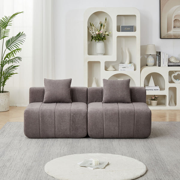 Modular Sectional Sofa With 2 Pillows, Symmetrical Design
