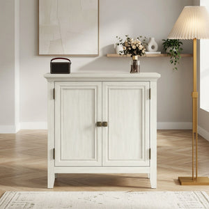 2 Door Buffet Cabinet With Adjustable Shelves - Matte White / Grayish