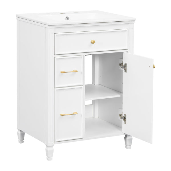 Freestanding Bathroom Vanity With Sink, Soft Close Door, Tip Out Drawer