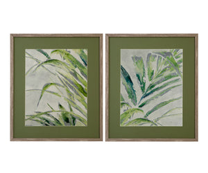 Green Palm Framed Print (Set of 2) - Green / Light Brown