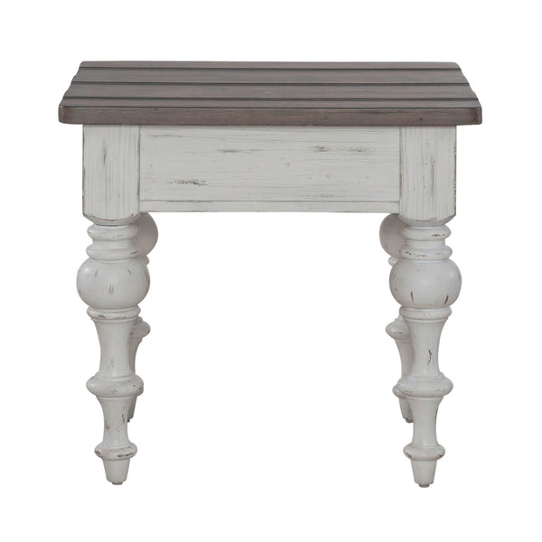 River Place - End Table - Riverstone White & Tobacco