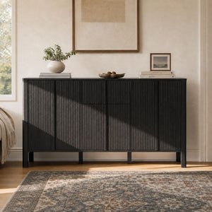Colored Fluted Sideboard With 3 Doors And 1 Drawer