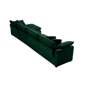 Modern Modular Cushion Sofa With Ottoman, Low Back, Deep Seating Sofa Set