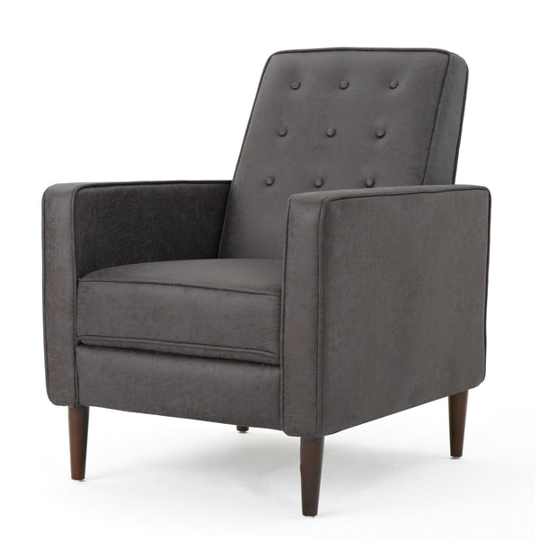 Macedonia - Button Tufted Fabric Recliner - Slate