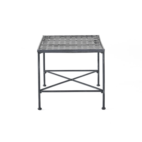 Luna - Outdoor Iron Coffee Table - Black Brush Silver