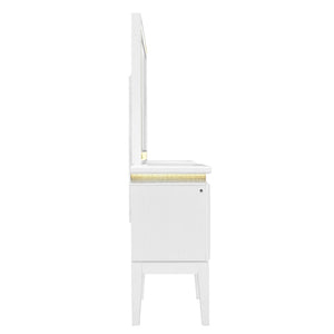 Reflections - Vanity Desk - Pearl White & Rhinestone