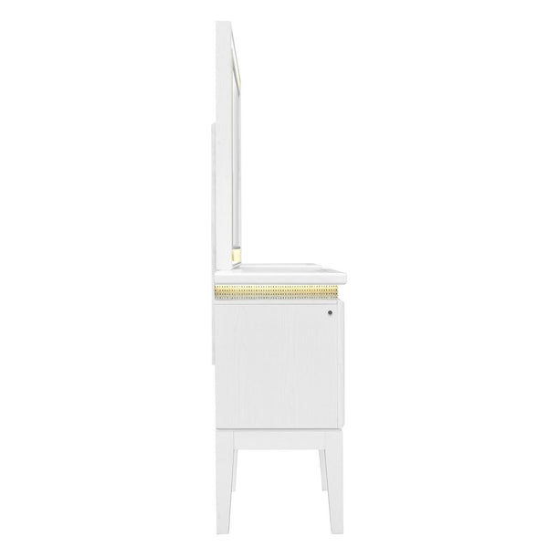 Reflections - Vanity Desk - Pearl White & Rhinestone