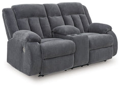 Observation - Double Reclining Power Loveseat With Console - Steel