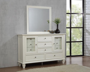 Sandy Beach - 11-Drawer Dresser With Mirror - Cream White