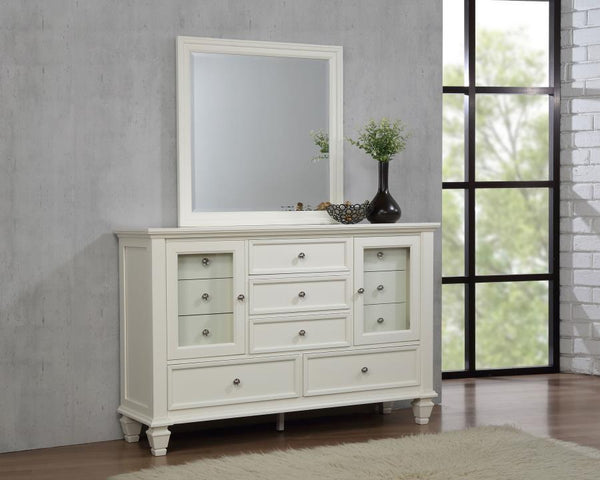 Sandy Beach - 11-Drawer Dresser With Mirror - Cream White