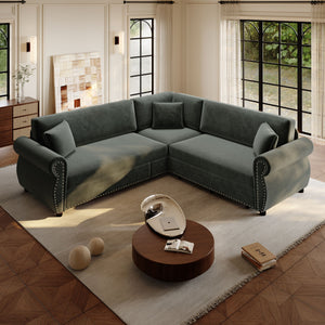 L-Shaped Sofa Couch With Pull-Out Bed