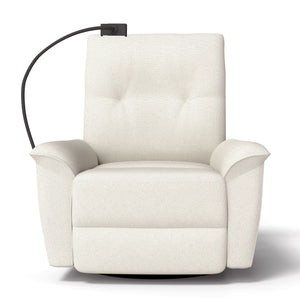 270° Power Swivel Rocker Recliner Chair With Phone Holder, Electric Glider Reclining Sofa With USB Ports For Living Room Bedroom - Beige