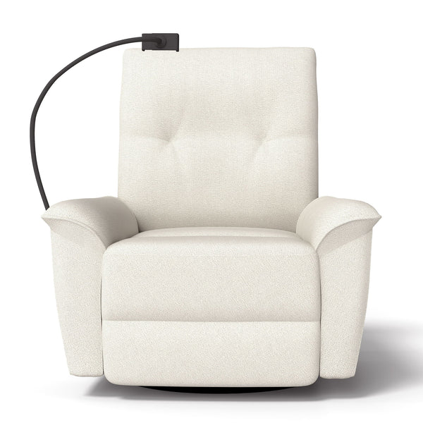 270° Power Swivel Rocker Recliner Chair With Phone Holder, Electric Glider Reclining Sofa With USB Ports For Living Room Bedroom - Beige