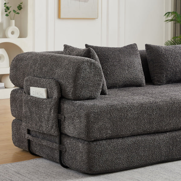 Convertible Sleeper Sofa Bed With Cylindrical Pillow