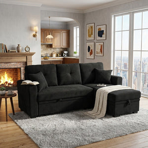 Sleeper Sectional With Pull Out Bed, Reversible Chaise
