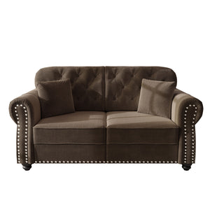 Upholstered Sofa Set With Nailhead Trim And Rolled Armrests, Includes Pillows