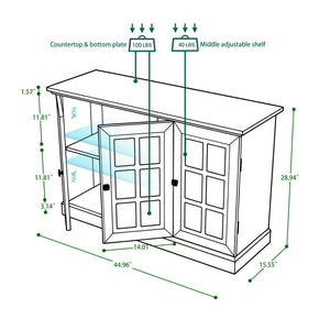 Storage Cabinet With 3 Mirrored Acrylic Doors, Adjustable Shelves